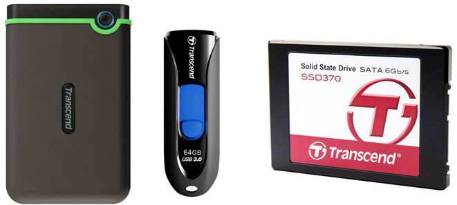 Transcend Speichermedien im Angebot bei Amazon - 64GB USB 3.0 Stick für 19,99€, 32GB für 11€, 512GB SSD für 170€