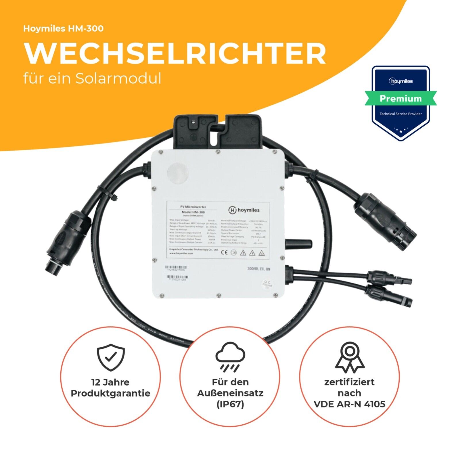 Bestpreis! Hoymiles HM-300 für 59€ - Mikrowechselrichter für Balkonkraftwerke mit max. 300W Modulleistung