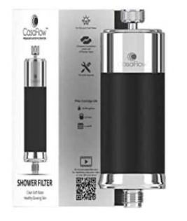 CasaFlow Duschfilter – Wasserfilter mit Kapazität von 51.100 Liter für hartes Wasser – Beseitigt mehr als 99% Chlor