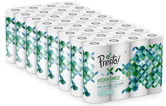 32 Rollen Presto! Küchenpapier für 18€ - 2-lagig, 51 Blätter pro Rolle, extra saugstark