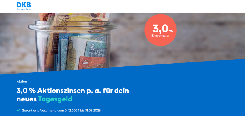 Verlängert! 🤩 DKB Tagesgeld mit 3,00% p. a. Zinsen für 6 Monate 💸 auch für Bestandskund:innen!
