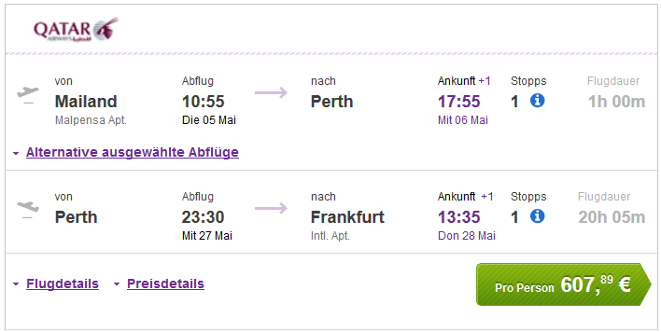 Australien: hin und zurück nach Perth, Melbourne oder Sydney ab 608€ per Gabelflug oder von Deutschland ab 794€