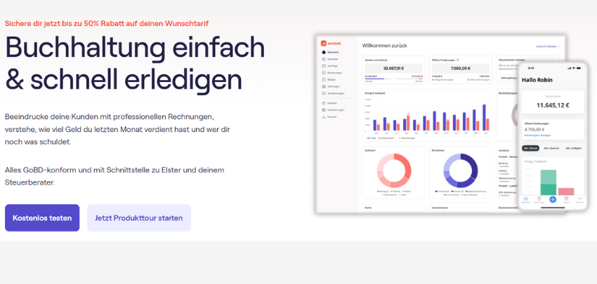 Buchhaltungstarife für 10€ - 50% Rabatt, GoBD-konform, kostenlos testen