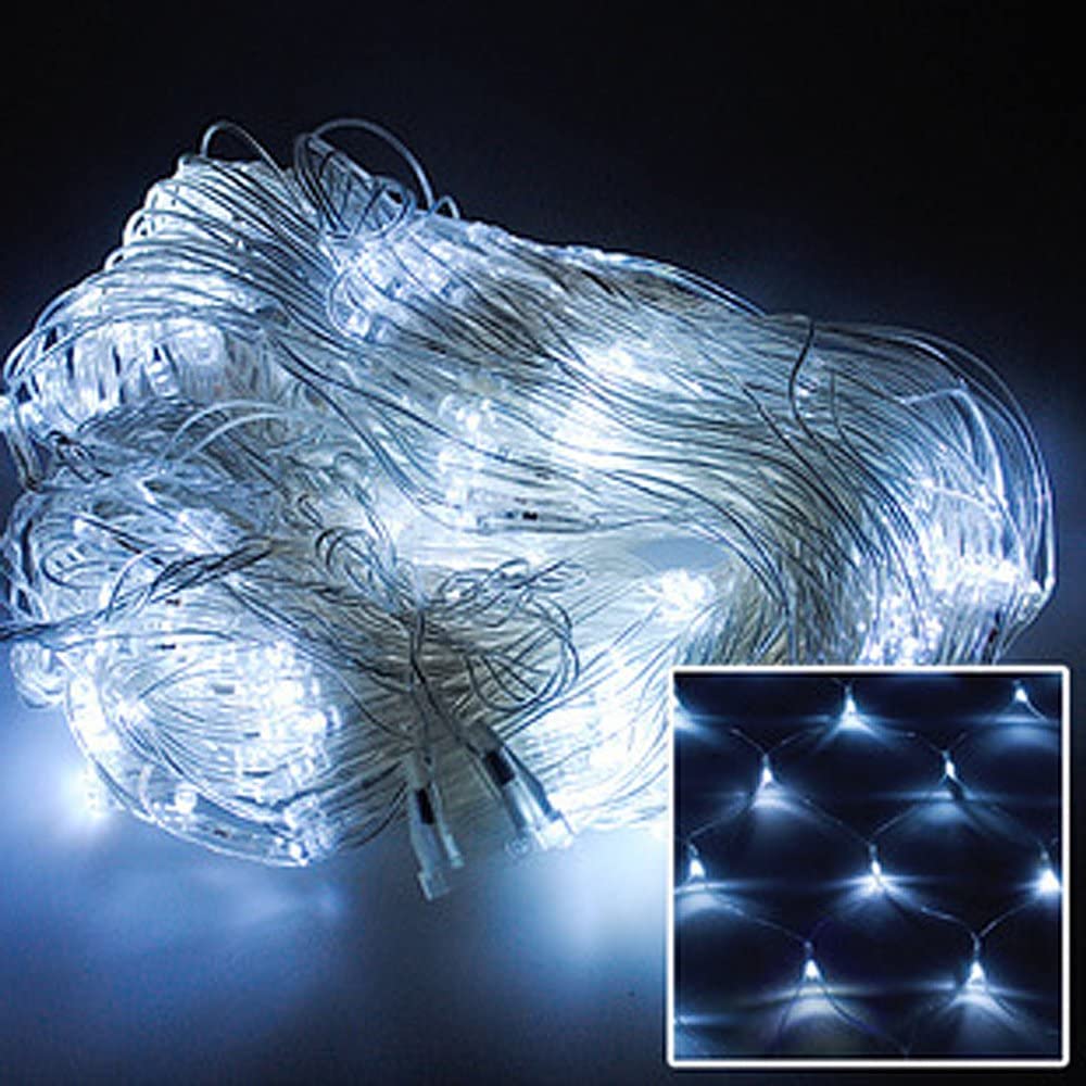 SWANEW Weihnachten LED Lichternetz 3 x 2M 204 LED Kaltweiß Lichterkette Netz, 8 Modi Mit Memory-Funktion, wasserdicht IP44 