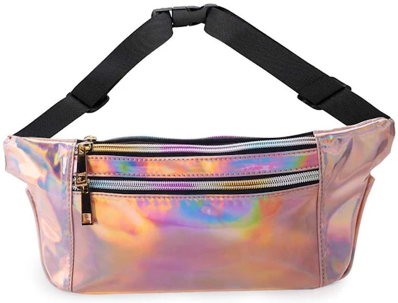 Hipster Laser PU Leder Bauchtasche Gürteltasche Hüfttasche Sport Wasserdicht Drei Fächer mit Reißverschluss Verstellbarer Gurt