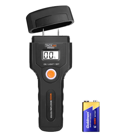 Amazon Klassischer Feuchtigkeits-Detector,Feuchtemessgerät,Holzfeuchtemessgerät mit LCD-Anzeige, 5 ~ 42% Messbereich, 5,99 Euro