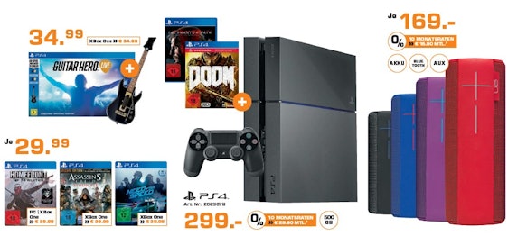 Saturn Sonderangebote am 06.07.2016 - z.B. PS4 + The Phantom Pain + DOOM für 299€ oder UE Megaboom für 162€