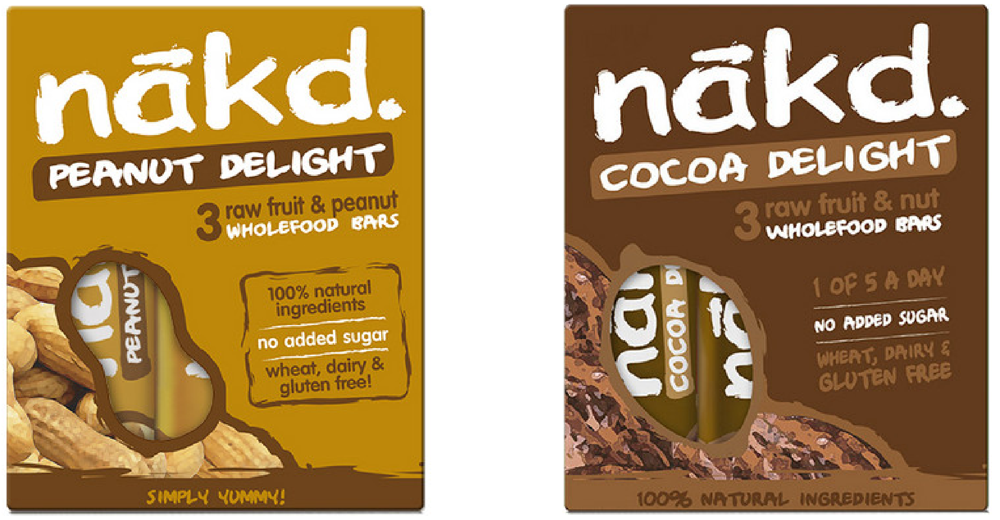 36x Nakd Nussriegel für 19€ - mit Kakao- oder Erdnussgeschmack, 100% natürliche Inhaltsstoffe