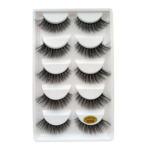 5 Paare 3D Falsche Wimpern Natürliche Schwarz Lange mit Unsichtbares Band