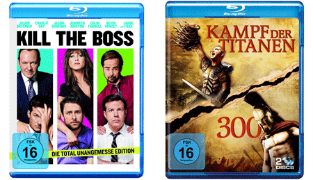 Kampf der Titanen &amp; 300 [Blu-Ray] für 10€ und Kill the Boss [Blu-Ray] für 10€