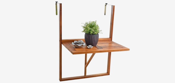 Estexo Balkonhängetisch für 25€ - aus Akazienholz, klappbar & platzsparend