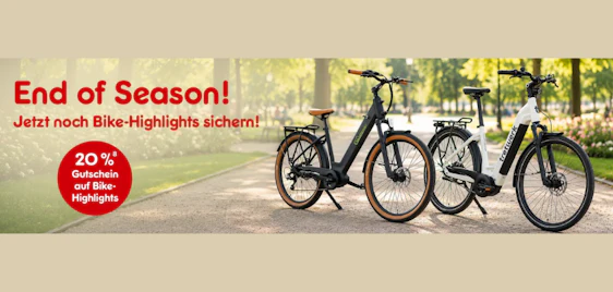 20% Gutschein 🚲 E-Bikes zu Bestpreisen im End of Season Sale