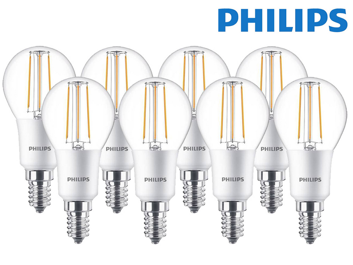 8x Philips dimmbare LED Classic E14-Leuchtmittel (5 Watt, 470 Lumen, 2700 K) [iBOOD]