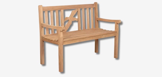 Gartenbank Möwe für 149€ - aus robustem Teakholz, 120cm breit, bis 250kg Tragkraft