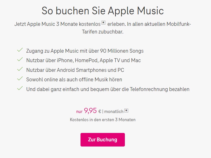 3 Monate Apple Music gratis für bestehende TelekomKundinnen