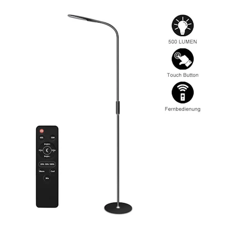 NACATIN 9W LED Stehleuchte dimmbar mit Fernbedienung und Touch-Schalter fürs Wohnzimmer, Schlafzimmer und Büro