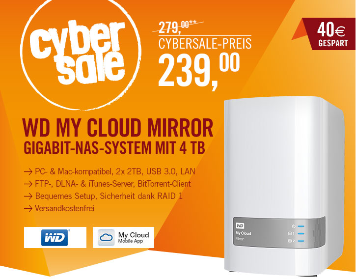 Western Digital My Cloud Mirror 4TB für 239€ *UPDATE2*