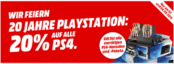 20% auf alle Sony PS4 bei Media Markt ab 10 Uhr - bundesweit on- und offline, z.B. 1TB Edition für 319€ *UPDATE3*