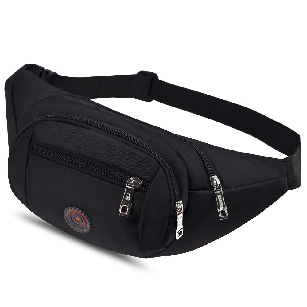 Bauchtasche für Damen und Herren Gürteltasche Schwarz Hüfttasche Outdoor Handytasche Sport Wasserdicht