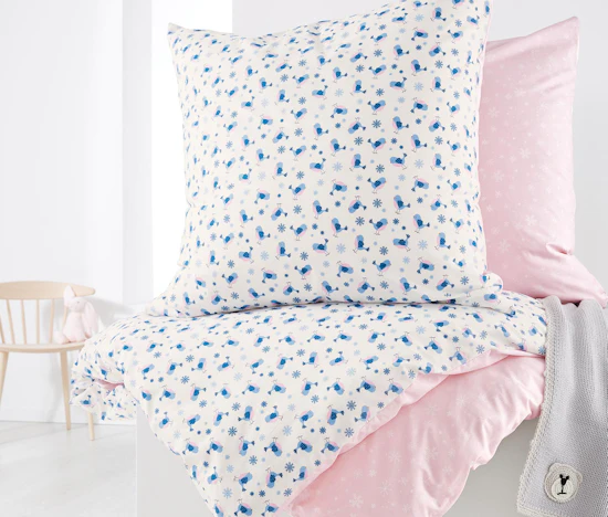 Kinder Renforcé Wendebettwäsche, rosé-weiß-blau