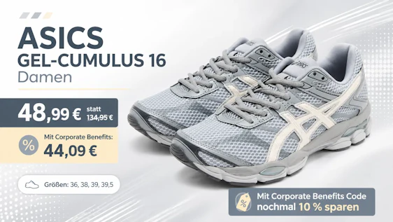 ASICS GEL-CUMULUS 16 Damen-Sneaker für 48,99 € statt 134,95 € – mit CB 44,09 €