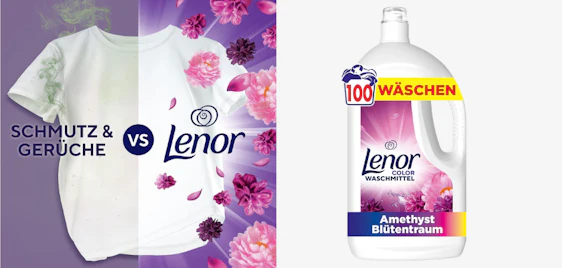 Strahlende Reinheit und himmlischer Duft! 🌸 Lenor Color Waschmittel Blütentraum (100 WL) ab 15 🧺