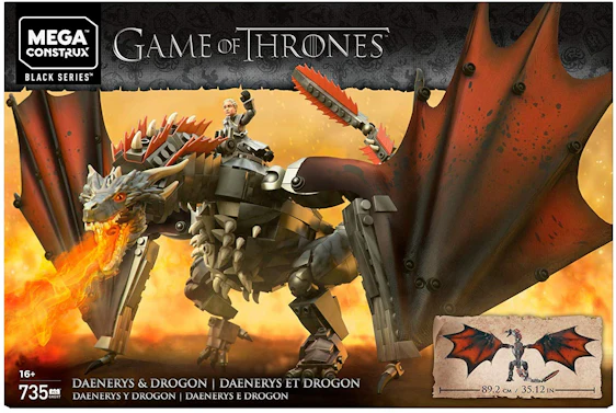Mattel- Mega Construx Daenerys & Ihr Drache, 735 Teile, Spielzeugbaukasten 16 + Jahre, GKG97