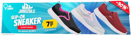 Jianzule Slip On Sneaker für 11€ - in 3 Farben, Größe 35 bis 39