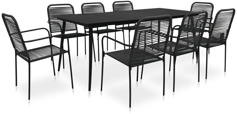 vidaXL Outside Dining Set (9 Pieces) Black mit 69% Nachlass
