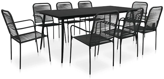 vidaXL Outside Dining Set (9 Pieces) Black mit 69% Nachlass