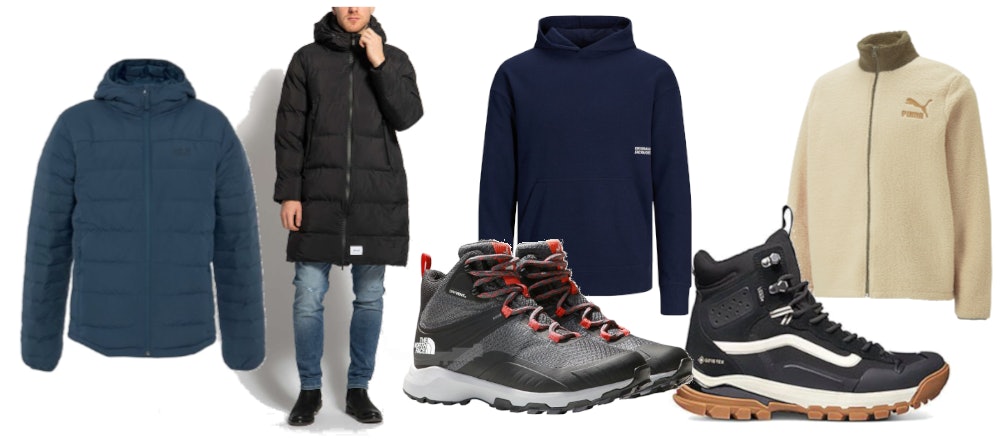 Herren-Winterjacke-Wanderschuhe