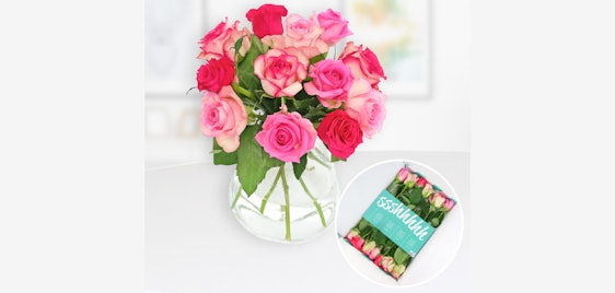 Rosenbox mit 12 frischen Rosen für 16€ - 30 cm Stiellänge, 7-Tage-Frische-Garantie