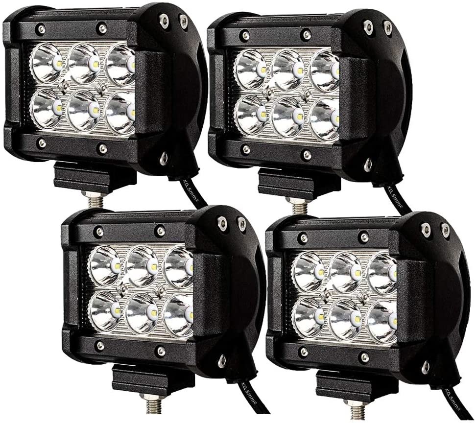 Hengda LED Arbeitsscheinwerfer, 4x 18W Scheinwerfer 12v für Auto