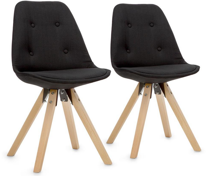 oneConcept Iseo (Paar) für 99€ - gepolsterter Schalenstuhl aus Birkenholz