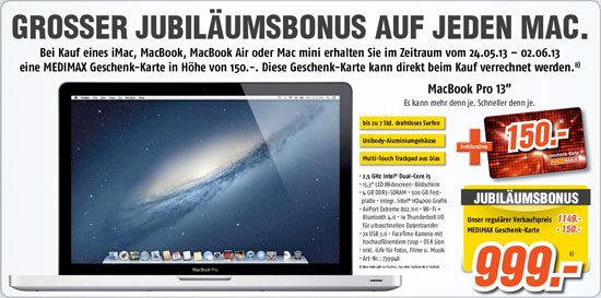 150€ Rabatt beim Kauf eines Mac bei MediMax - Apple Mac mini für 429€