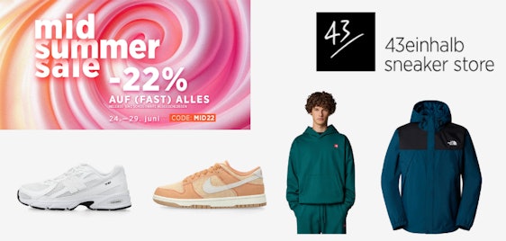 43einhalb: 22% Rabatt auf fast ALLES 👟🤩 z.B. New Balance Sneaker U740WW2 für 94€