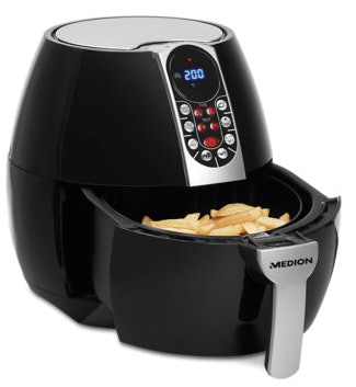 Medion MD 17320 Heißluftfritteuse für 52€ - mit 2,5l-Korb für ca. 800g Pommes