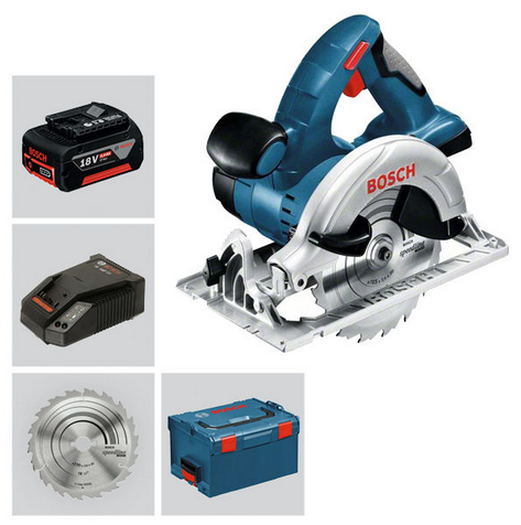 Bosch Handkreissäge GKS 18 V-LI Professional  für 263€ - Akku-Kreissäge inkl. 2 x 5,0 Ah Li-Ion Akku, L-Boxx