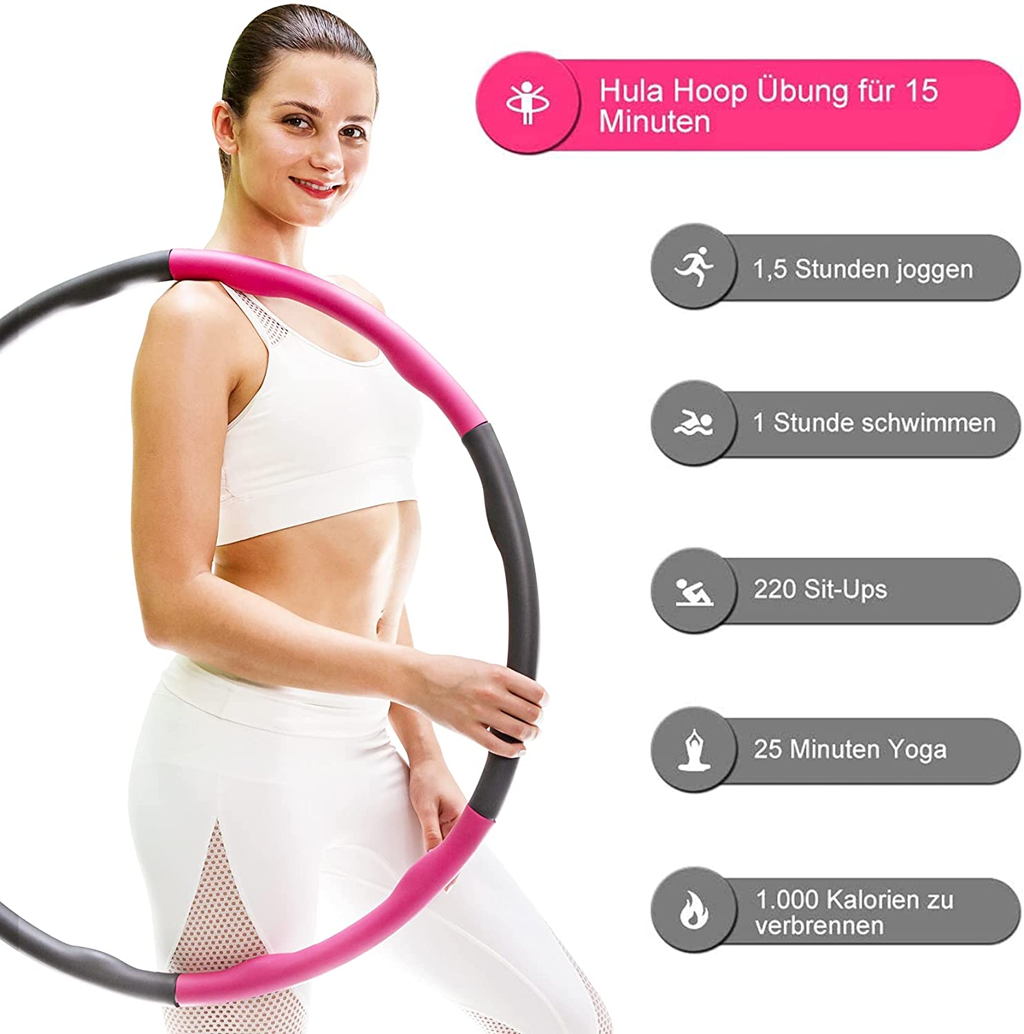 Farsaw Hula Hoop Reifen für Erwachsene und Kinder, Hoola Hoop Reifen zur Fitnessübungen, Gewichtsabnahme, Bauchformung und Massage