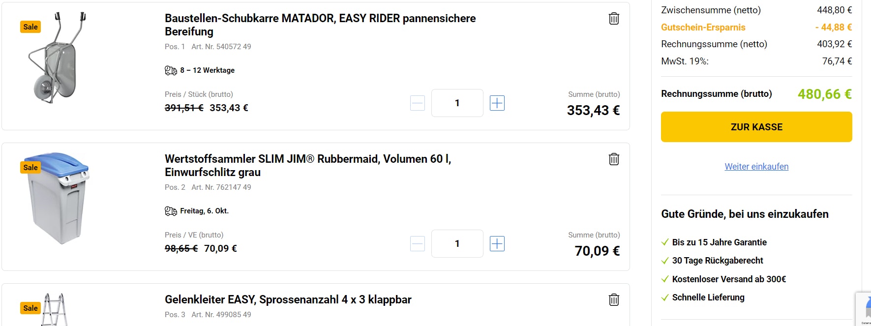 Kaiser Kraft Gutschein eingeben