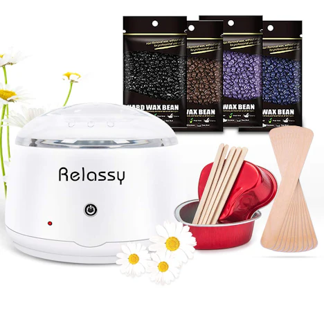 Wachswärmer Set mit 4 * 100g Wachsbohnen und 15 Holzspateln für 13,99€