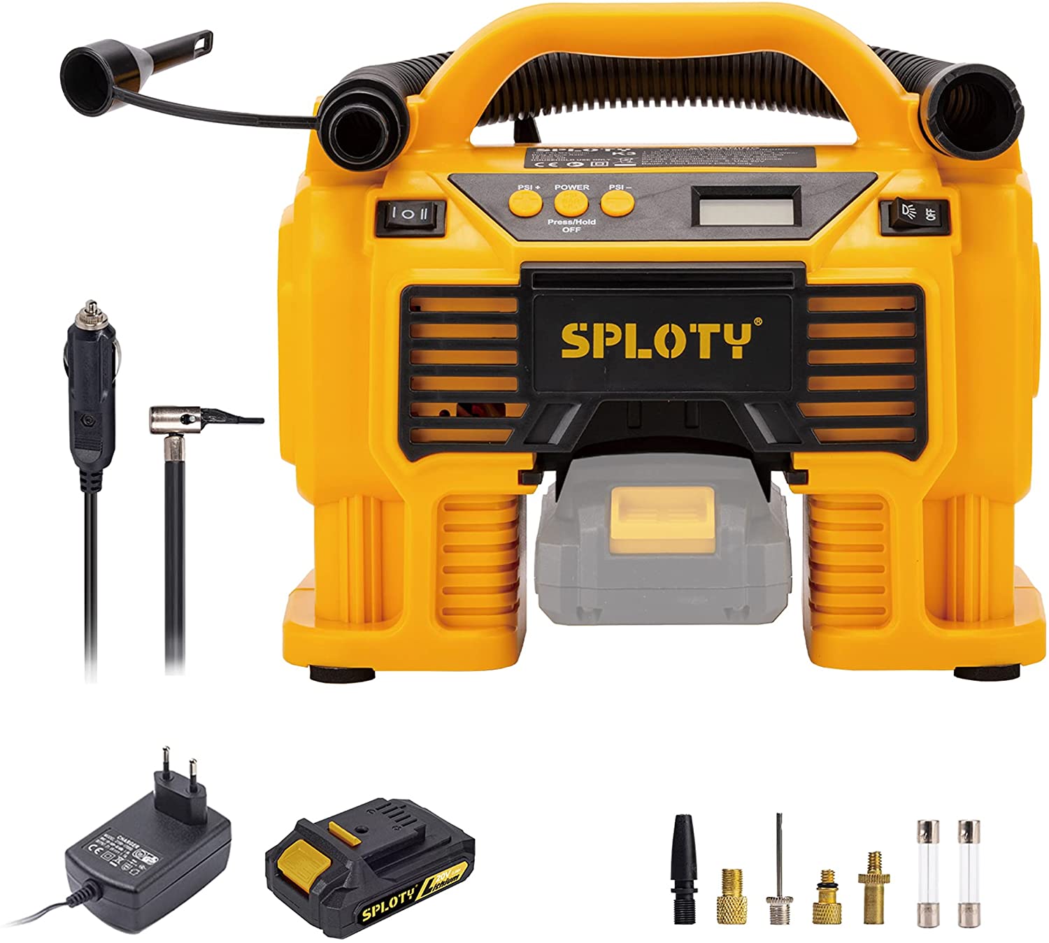 SPLOTY Rad- &amp; Reifen-Luftkompressoren &amp; Aufblasgeräte, 20V 2,0Ah Akku oder 12V DC Dual Power Elektro-Reifenpumpe, 160PSI(Max) Elektro Fahrradpumpe