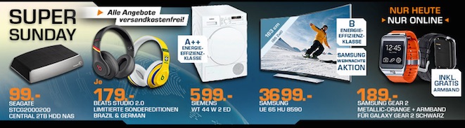Saturn Super Sunday - z.B. Seagate 2TB externe NAS Festplatte für 99€