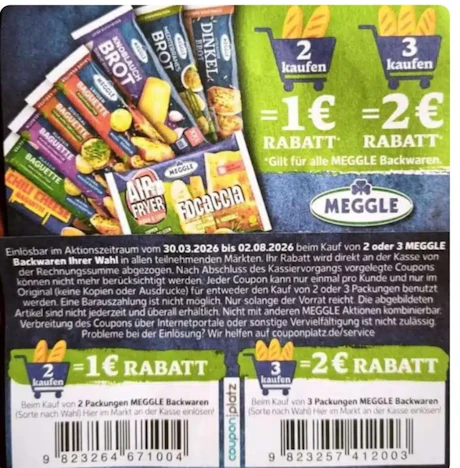 3 Meggle Baguettes für je 0,42 €