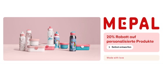 Tolle Geschenkidee 🫶 Mepal: 20% auf personalisierte Brotdosen, Trinkflaschen & Co.🍴