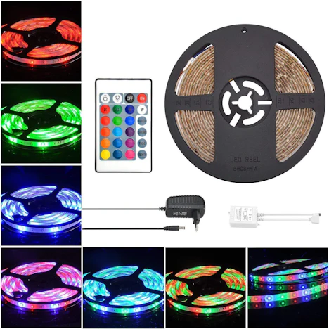 LED Strip RGB LED Streifen Set 5M SMD 5050 300LEDs IP65 Wasserdicht Lichtleisten Farbwechsel LED Strip Lichtband