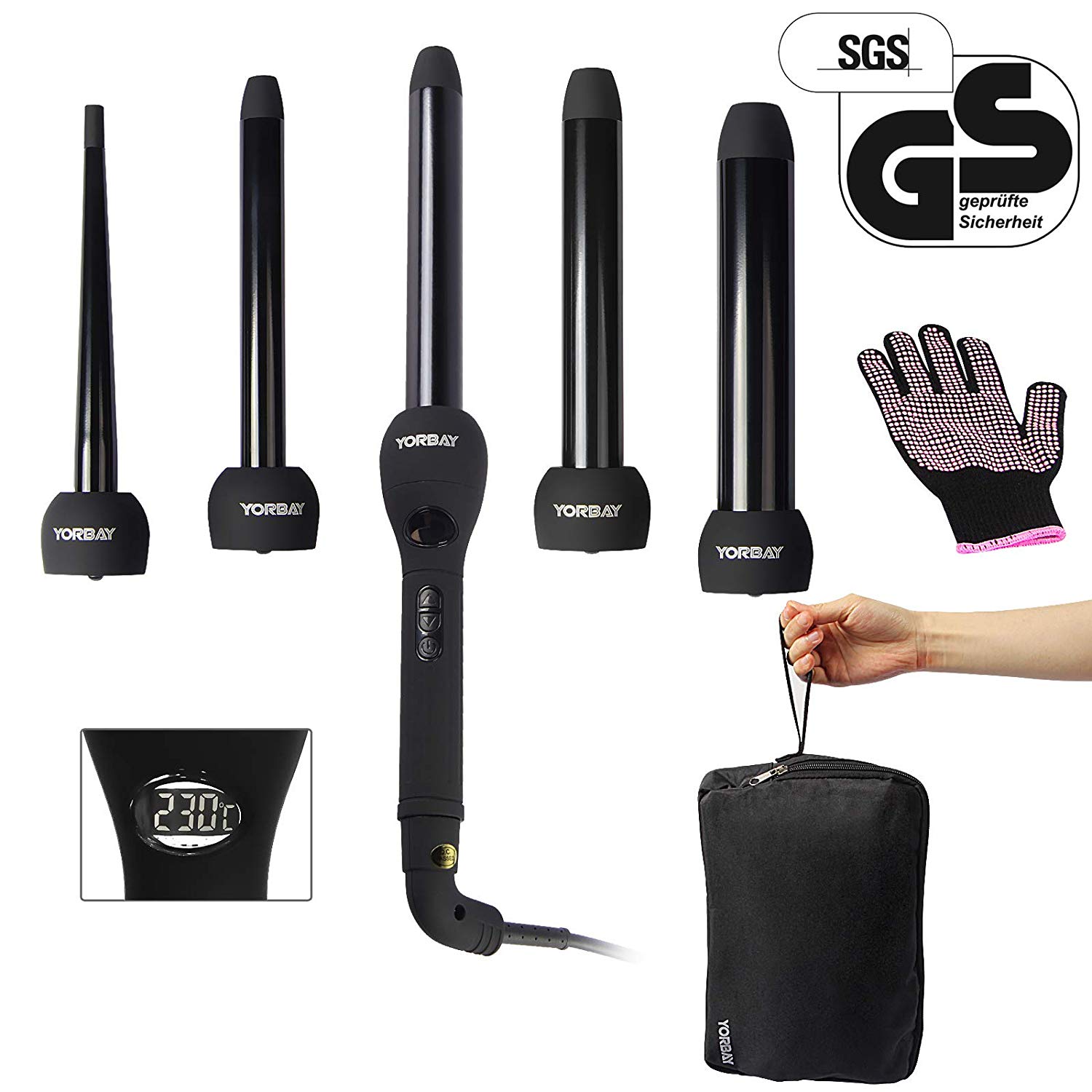 YORBAY Lockenstab 5in1 Set GS geprüft mit verschiedenen Aufsätzen