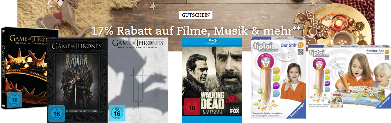 17% Rabatt auf Spiele, Filme und mehr bei Thalia - z. B. Walking Dead Staffel 7 [Blu-ray] für 25€
