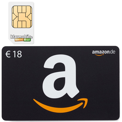 Amazon-Gutschein: 18,00 Euro für 1,95€ oder 36,00 Euro für 3,90€ mit Klarmobil