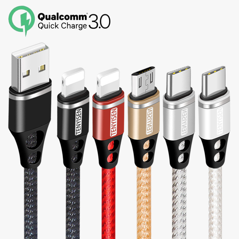 USB Schnellladekabel iPhone, USB-C, Micro USB - 1,85 € [AliExpress]